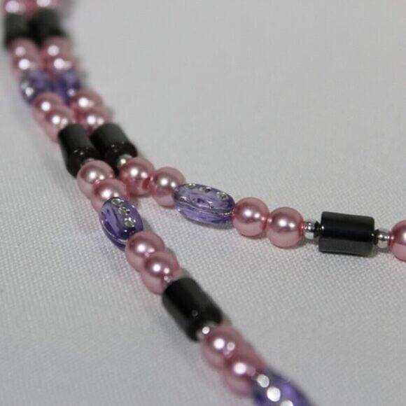 Hawaiian Volcanic Lava Magnetic Pink Purple Necklace / Bracelet - Picture 12 of 12